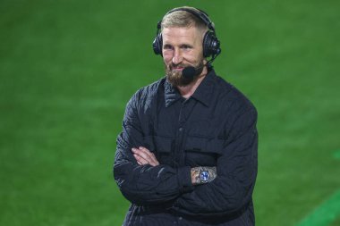 Sam Tomkins, Sky Sports Rugby League presenter during the Betfred Super League play-off Eliminator 1 match Leigh Leopards vs Wakefield Trinity at Progress With Unity Stadium, Leigh, United Kingdom, 26th September 2025