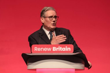 Sir Keir Starmer, Prime Minister of the United Kingdom of Great Britain and Northern Ireland addresses the conference during the Labour Party Annual Conference 2025 Day 3 at The ACC, Liverpool, United Kingdom, 30th September 2025  