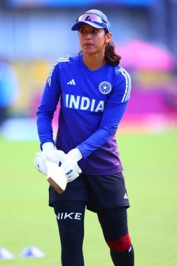 Smriti Mandhana of India pre match practice session during the ICC Women's World Cup India Women v Sri Lanka Women at ACA Barsapara Cricket Stadium, Guwahati, India, 30th September 2025