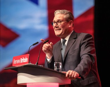 Sir Keir Starmer, Prime Minister of the United Kingdom of Great Britain and Northern Ireland addresses the conference during the Labour Party Annual Conference 2025 Day 3 at The ACC, Liverpool, United Kingdom, 30th September 2025 