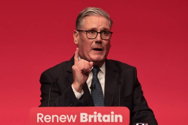 Sir Keir Starmer, Prime Minister of the United Kingdom of Great Britain and Northern Ireland addresses the conference during the Labour Party Annual Conference 2025 Day 3 at The ACC, Liverpool, United Kingdom, 30th September 2025 