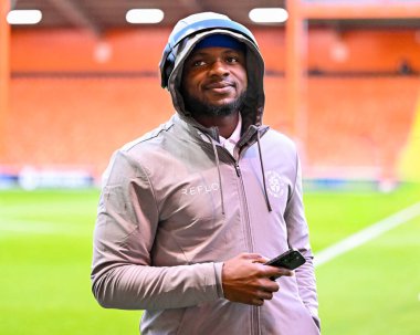 Teden Mengi of Luton Town walking onto the pitch prior to the Sky Bet League 1 match Blackpool vs Luton Town at Bloomfield Road, Blackpool, United Kingdom, 30th September 2025 
