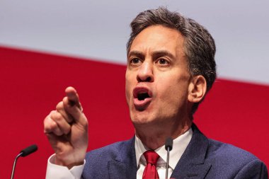 Ed Milliband MP, Secretary of State for Energy Security and Net Zero addresses conference during the Labour Party Annual Conference 2025 Day 4 at ACC, Liverpool, United Kingdom, 1st October 2025 