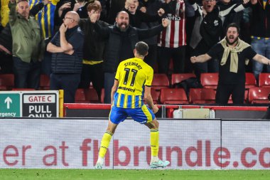 Southampton 'dan Ross Stewart, 30 Eylül 2025' te Bramall Lane, Sheffield, İngiltere 'de oynanan ve Sheffield United ile Southampton arasındaki Sky Bet Şampiyonası' nda 1-1 'lik galibiyetini kutluyor.