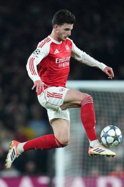 Arsenal 'den Declan Rice UEFA Şampiyonlar Ligi karşılaşmasında Arsenal, Olympiakos FC' ye karşı Emirates Stadyumu, Londra, Birleşik Krallık, 1 Ekim 2025 