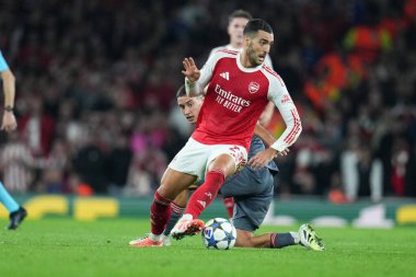 Arsenal 'den Mikel Merino UEFA Şampiyonlar Ligi karşılaşmasında Arsenal, Olympiakos FC' ye karşı Emirates Stadyumu, Londra, Birleşik Krallık, 1 Ekim 2025 