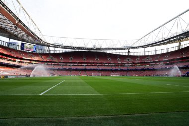 UEFA Şampiyonlar Ligi karşılaşması öncesinde Emirates Stadyumu 'nun genel görünümü 1 Ekim 2025' te Emirates Stadyumu 'nda Arsenal ve Olympiakos FC karşı karşıya.