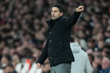 Mikel Arteta UEFA Şampiyonlar Ligi karşılaşmasında Arsenal 'in teknik direktörü Arsenal, Olympiakos FC' ye karşı Emirates Stadyumu, Londra, 1 Ekim 2025 