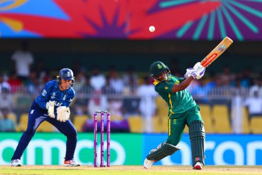 Sinalo Jafta of South Africa in action during the ICC Women's World Cup match 04 England Women vs South Africa Women at ACA Barsapara Cricket Stadium, Guwahati, Assam / India, 3rd October 2025 