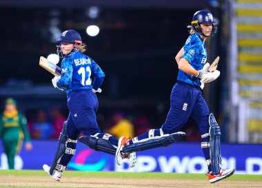 Tammy Beaumont of England and Amy Jones of England during the ICC Women's World Cup match 04 England Women vs South Africa Women at ACA Barsapara Cricket Stadium, Guwahati, Assam / India, 3rd October 2025  