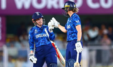 Amy Jones of England and Tammy Beaumont of England makes a fifty run partnership during the ICC Women's World Cup match 04 England Women vs South Africa Women at ACA Barsapara Cricket Stadium, Guwahati, Assam / India, 3rd October 2025