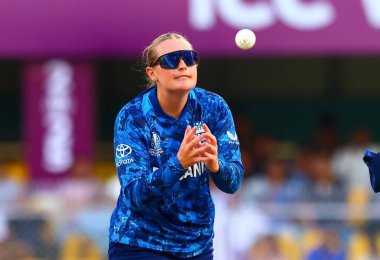 Sophie Ecclestone of England during the ICC Women's World Cup match 04 England Women vs South Africa Women at ACA Barsapara Cricket Stadium, Guwahati, Assam / India, 3rd October 2025 