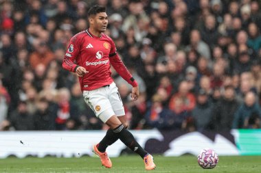 Manchester United 'dan Casemiro Premier League maçında pas veriyor Manchester United, Old Trafford, Manchester, İngiltere' de Sunderland maçında, 4 Ekim 2025 