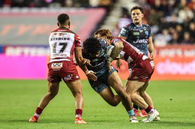 Leigh Leoparları 'ndan Alec Tuitavake, Wigan Warriors Süper Lig Yarı Finali Wigan Warriors - Leigh Leopards maçında Wigan Warriors - The Brick Community Stadyumu, Wigan, İngiltere, 3 Ekim 2025