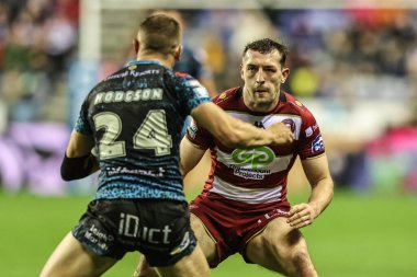 Wigan Warriors 'dan Jake Wardle, 3 Ekim 2025' te İngiltere 'nin Wigan kentinde oynanan Wigan Warriors - Leigh Leopards maçında Süper Lig yarı final maçında maç yapıyor.