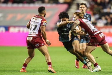 Leigh Leoparları 'ndan Alec Tuitavake, Wigan Warriors Süper Lig Yarı Finali Wigan Warriors - Leigh Leopards maçında Wigan Warriors - The Brick Community Stadyumu, Wigan, İngiltere, 3 Ekim 2025