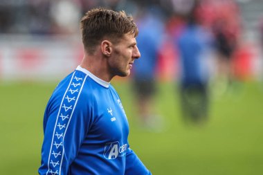 Hull KR 'dan Tom Davies, Betfred Süper Lig yarı final maçı Hull KR, Sewell Group Craven Park' ta St Helens maçında ısınma turunda.