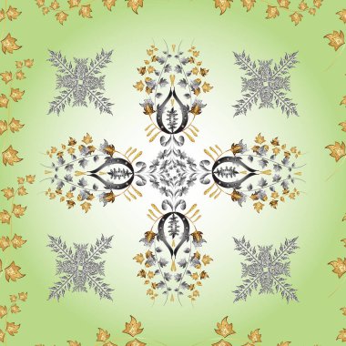 Seamless pattern with interesting doodles on colorfil background. Vector illustration. Vintage. Flowers.