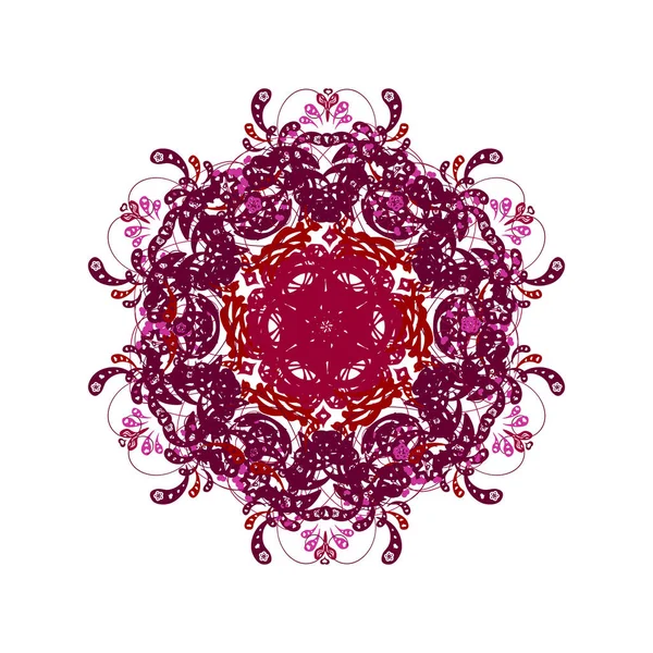Червона Сніжинка Білому Тлі Квітковими Елементами Векторні — стоковий вектор
