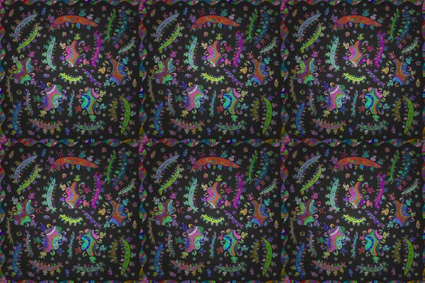Płynny Wzór Ciekawymi Bazgrołami Tle Kolorfilu Pano Rastrowa Ilustracja Bzdury — Zdjęcie stockowe