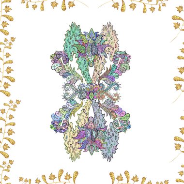 Renkli arkaplanda ilginç karalamalar olan kusursuz desen. Vektör illüstrasyonu.