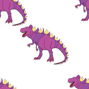 Dinozorlarla birlikte geometrik kusursuz desen. Renkli kertenkele benzeri dinozorlar paketleme ya da giydirme için. Saurischian dinozorları.