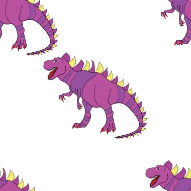 Dinozorlarla birlikte geometrik kusursuz desen. Renkli kertenkele benzeri dinozorlar paketleme ya da giydirme için. Saurischian dinozorları.