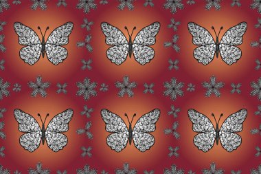 Şirin kelebek pembe, turuncu ve beyaz desenli. Giysi tasarımı için dekorasyon. Kusursuz..