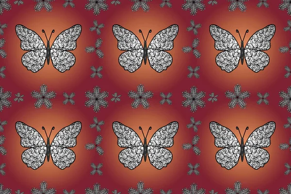 Şirin kelebek pembe, turuncu ve beyaz desenli. Giysi tasarımı için dekorasyon. Kusursuz..