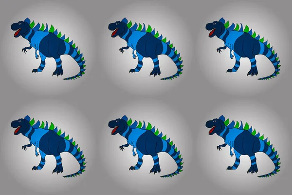 Pano with dinosaurs. Colored lizard-like dinosaurs for packaging or clothing. Saurischian dinosaurs.