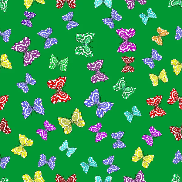 Seamless Pattern Interesting Doodles Colorfil Background Illustration Butterflies — Stock Photo, Image