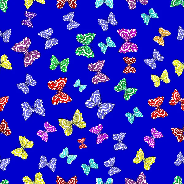 Seamless Pattern Interesting Doodles Colorfil Background Raster Illustration Butterflies — Stock Photo, Image