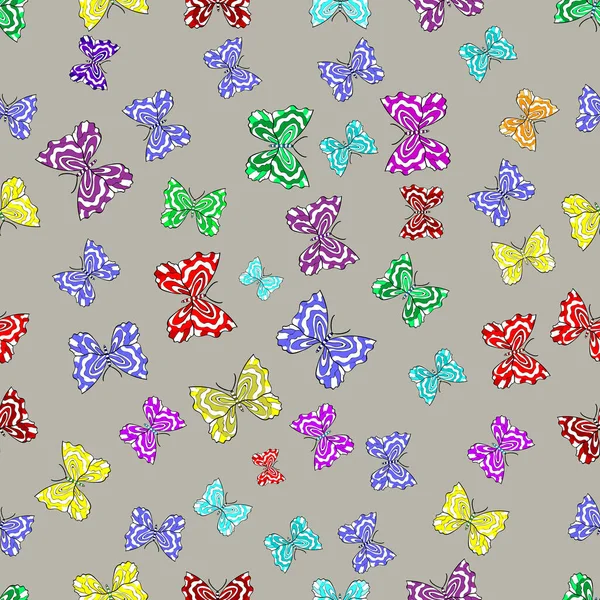 Seamless Pattern Interesting Doodles Colorfil Background Raster Illustration Butterflies — Stock Photo, Image