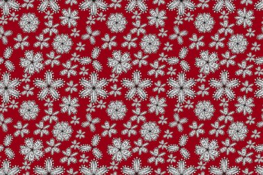 Pano dikişsiz raster desenli beyaz karalamalı çiçekler.