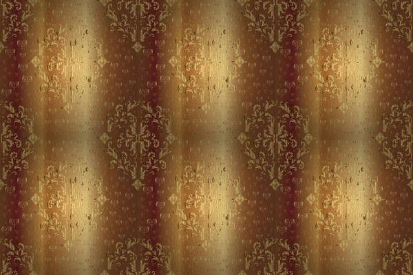 Stylish Graphic Pattern Wallpaper Baroque Damask Golden Elements Brown Beige — Stock Photo, Image
