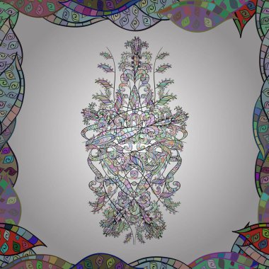 Tropik çiçekler. Tişörtsüz arka plan deseni. Tarafsız, beyaz ve gri renkte çiçekler.