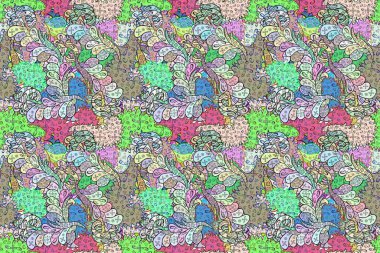 Renkli arkaplanda ilginç karalamalar olan kusursuz desen. Pano. Raster illüstrasyonu.