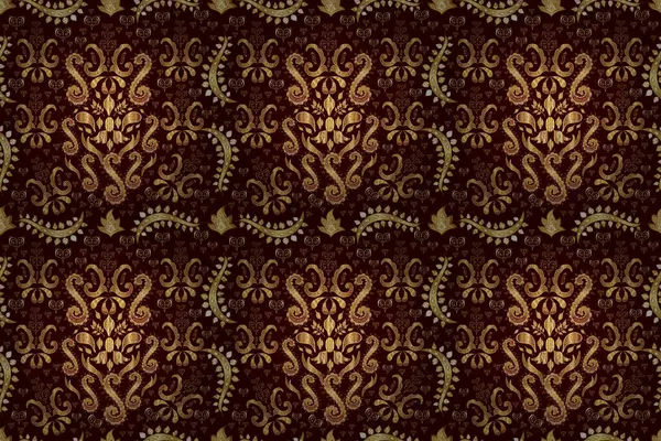 Ylellinen Kuninkaallinen Viktoriaaninen Käsite Kultainen Kuvio Beige Ruskea Keltainen Väri — kuvapankkivalokuva