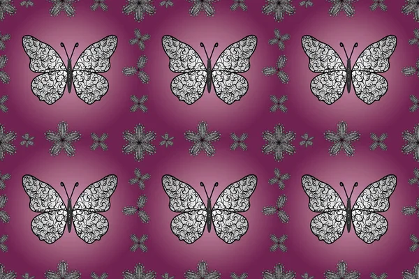 美しい水彩蝶 ピンク マゼンタ 白蝶のイラスト ファンタジーかわいいイラスト 男の子 女の子 壁紙のための抽象的なシームレスなパターン イラスト — ストック写真