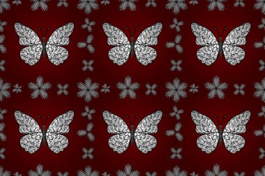 Kırmızı, beyaz ve siyah arka planda kelebek. Kumaş, Tekstil, Baskı ve Davetiye için arka plan. resimleme.