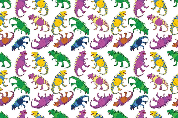 Patrón Geométrico Sin Costura Con Dinosaurios Dinosaurios Parecidos Lagartos Color — Foto de Stock