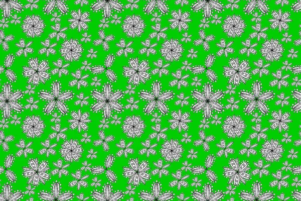 白いドッドルの花のパノシームレスラスターの花のパターン — ストック写真