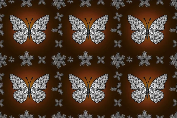 水彩画スタイルで飛ぶ蝶とシームレスなパターン 自然の美しさ 黒のイラスト 招待状の背景 イラスト — ストック写真