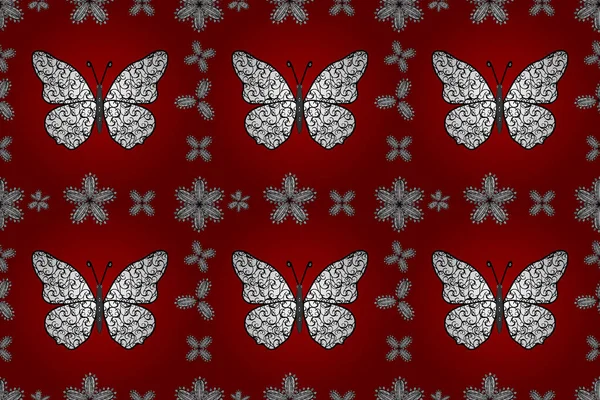 Floral Seamless Pattern Butterflies Suitable Paper Fabric Packaging Illustration Red — Stock Photo, Image