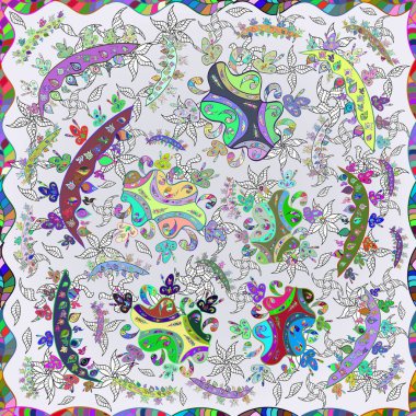 Şirin çiçek vektör deseni. Düz Çiçek Elementleri Tasarımı. Çiçekler gri, yeşil ve nötr renklerde. Renkli Bahar Teması Kusursuz Arkaplan.