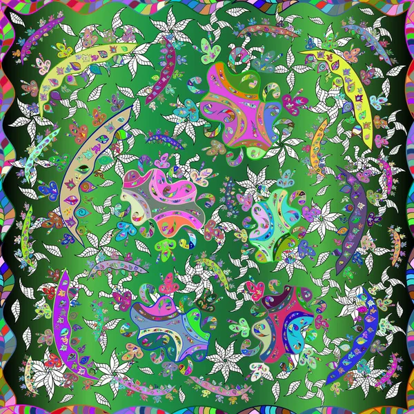 Бесшовный Цветочный Узор Векторной Иллюстрации Плоский Цветочный Дизайн Цветы Голубого — стоковый вектор