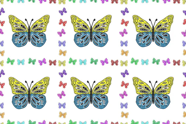 Цветовая Гамма Бабочки Веб Дизайна Изолирована Желтом Белом Черном Фоне — стоковое фото