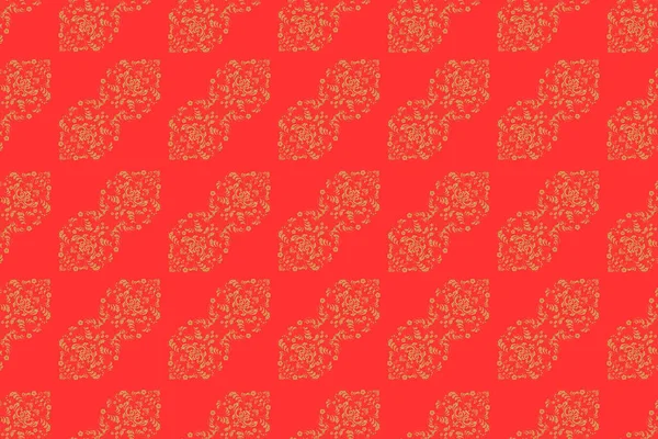 Golden Pattern Orange Yellow Red Colors Golden Elements Seamless Damask — Stock Photo, Image