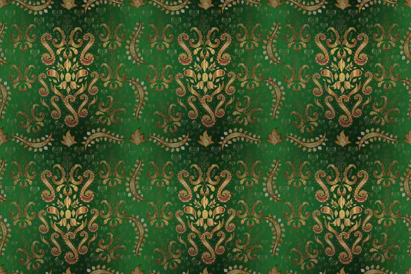 Бесшовный Абстрактный Фон Иллюстрация Восточный Классический Коричневый Зеленый Бежевый Золотой — стоковое фото