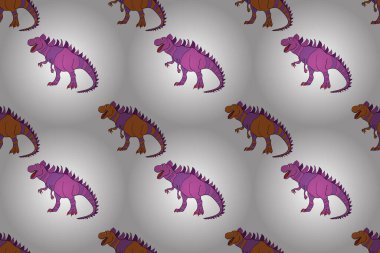 Dinozorlarla birlikte geometrik kusursuz desen. Renkli kertenkele benzeri dinozorlar paketleme ya da giydirme için. Saurischian dinozorları.